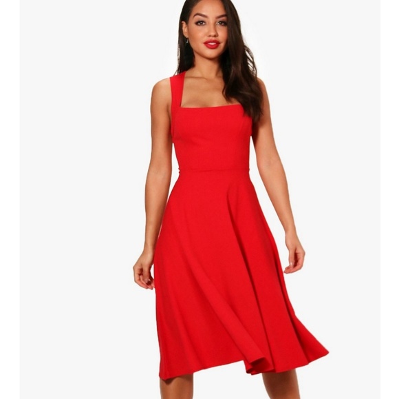 strapless open back dress Glitter Red Homecoming Dress Long Puff Sleeve Graduation Dresses SD146 –  Viniodress main image 0